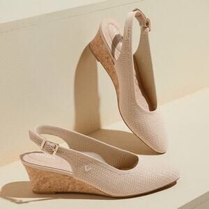 Vivaia Tamia Slingback Wedge Pro Old Money Minimalist Arch Support Almond 7.5